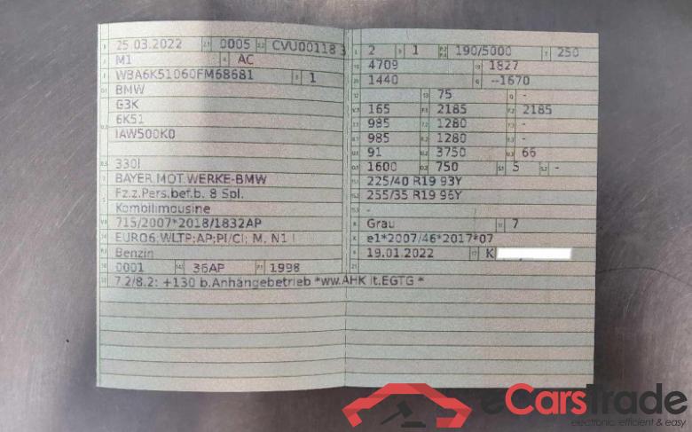 BMW Baureihe 3 Touring (G21)(06.2019->) DE - Kb5 330 i EU6d, M Sport (EURO 6d)(OPF), 2020 - 2022 #4