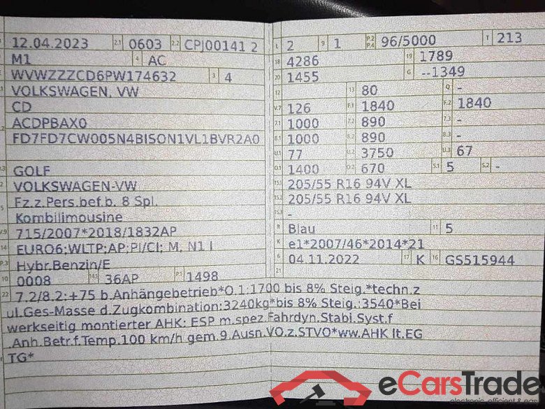Volkswagen Golf VIII Lim. (CD1)(12.2019->2024) DE - LimS5 1.5 eTSI Mildhybrid EU6d, Life OPF, 2020 - 2024 #2