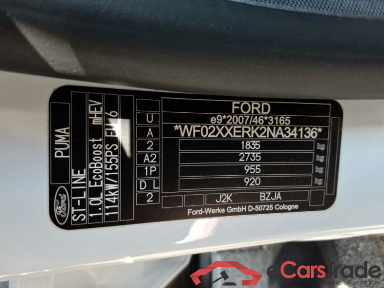 Ford Puma (2019->) DE - SUV5 1.0 EcoBoost Mild Hybrid EU6d, ST-Line S/S, 2020 - 2024 #6